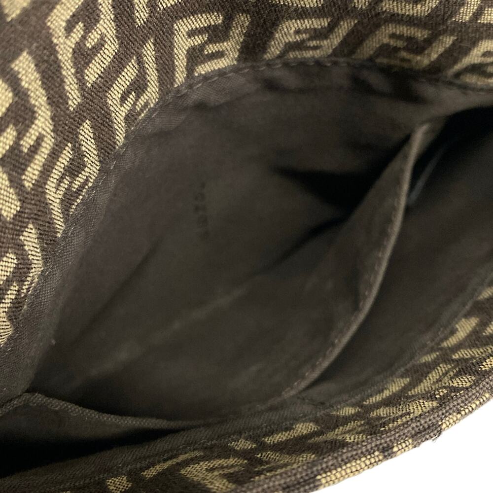 Fendi Zucchino Kamse Pochette Shoulder Bag 8BT075 Dark Brown Beige Jacquard - Picture 15 of 15